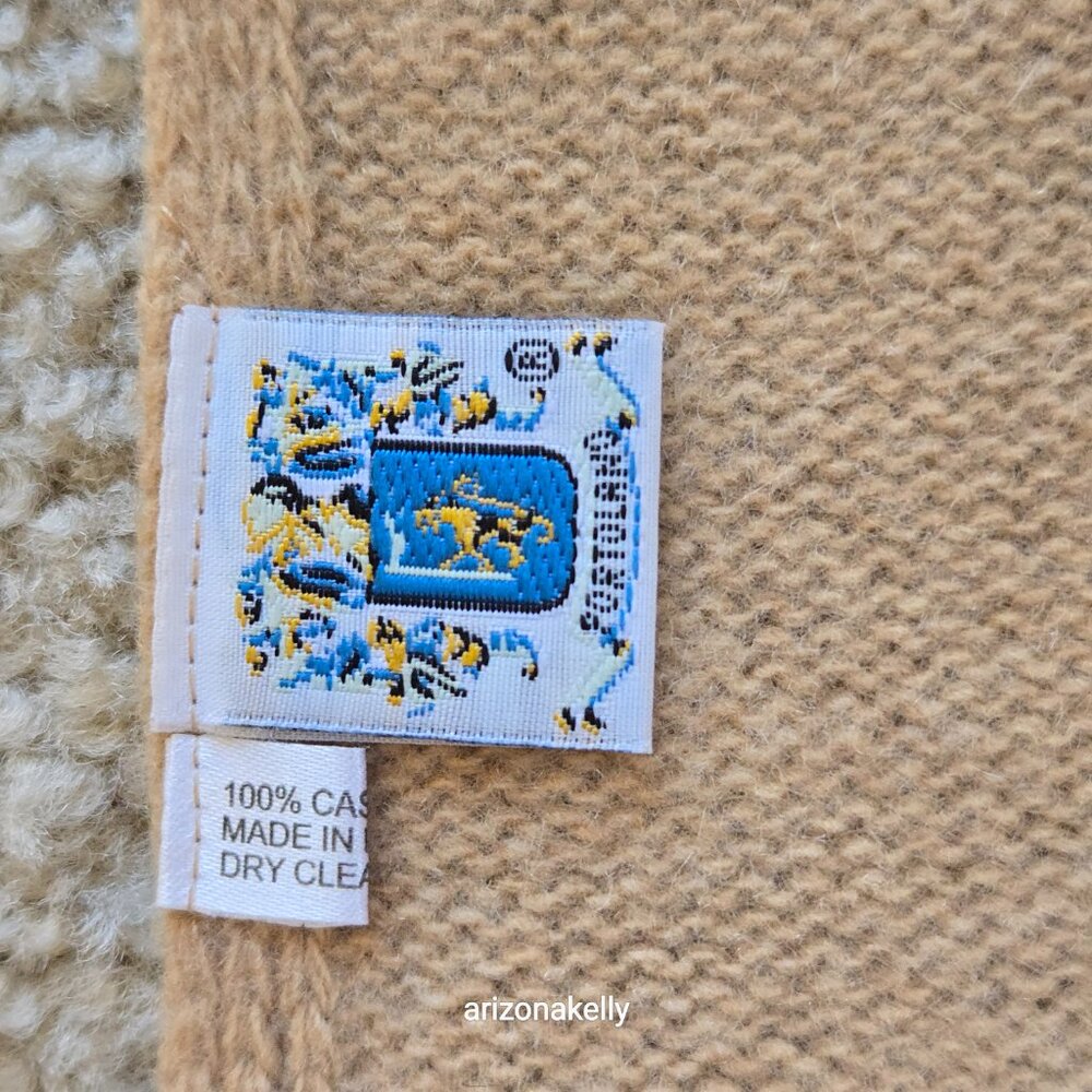 Portolano Cashmere Knit Scarf Tan - Picture 7 of 9